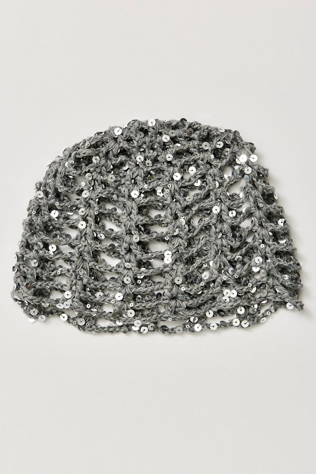 Mila Sequin Disco Crochet Skull Cap #1