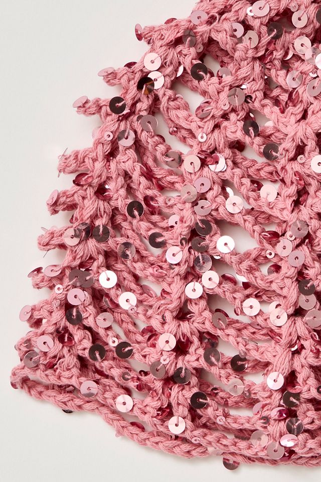 Bonnet Disco à Sequins Crochet Tête de Mort Mila #1