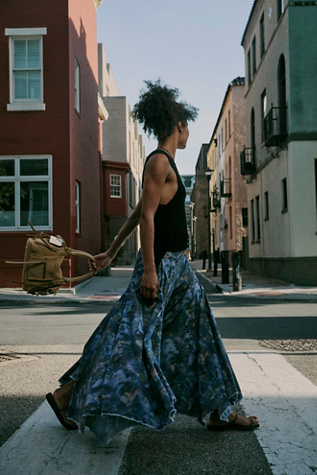 Fallen Star Printed Wide-Leg Pants by Free People in Blue, Size: M