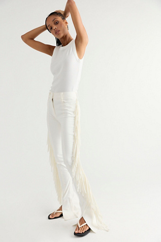 Norma Kamali Fringe Spat Slim Pants