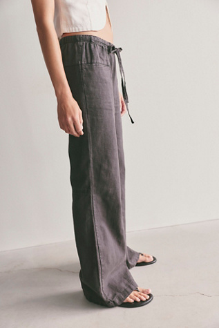 Break The Ice Linen Slouch Flare Pants at Free People in Black, Size: Small