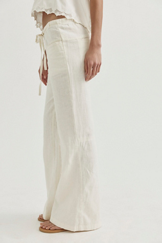 Женские брюки Free People Break The Ice Linen Slouch Flare, цвет: Берёзовый — фото 4