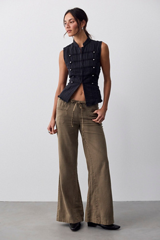 Break The Ice Linen Slouch Flare Pants