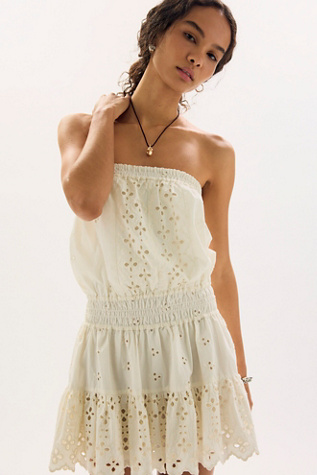 FP One Camille Eyelet Mini Dress at Free People in White, Size: L