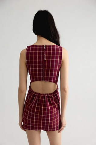 Женское платье Free People Atlas Plaid Mini, цвет: Какао сливовый комбинированный — фото 2