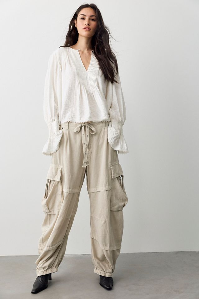 We The Free Reef Curved Linen Cargo Pants #3