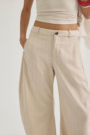 Spotlight Menswear Striped Barrel Trousers by Free People in White, Size: US 0
