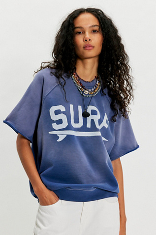 The Bureau Apparel Surf Cut-Off Sweatshirt at Free People in Blue, Size: XS