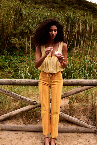 Penelope Striped Pant by Free People in Orange, Size: US 4