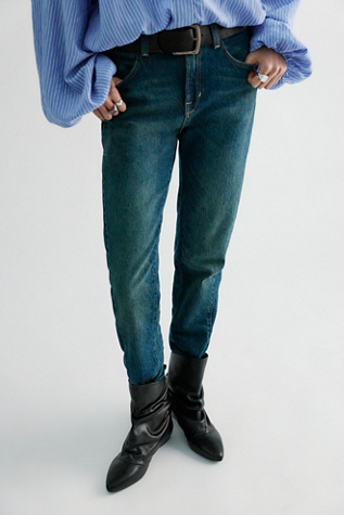 Женские джинсы We The Free Edie High-Rise Tapered, цвет: Синий — фото 7
