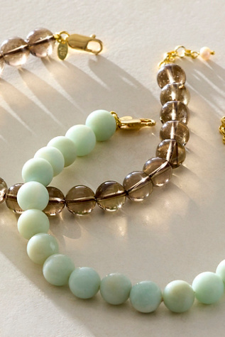 Paloma Semiprecious Stone Anklet by Free People in Grey