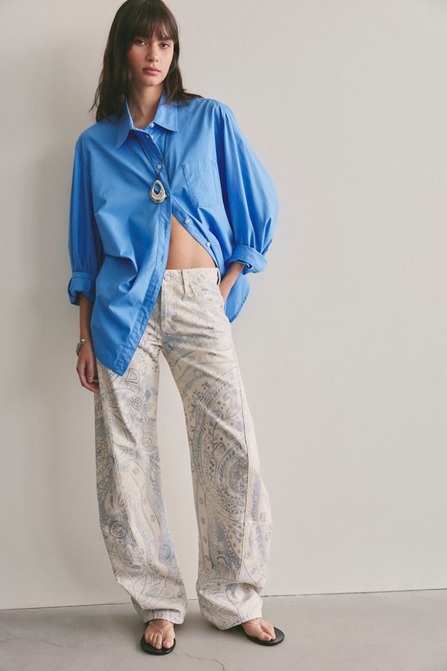 We The Free Fable Printed Low-Rise Twisted Bowed Jeans #1