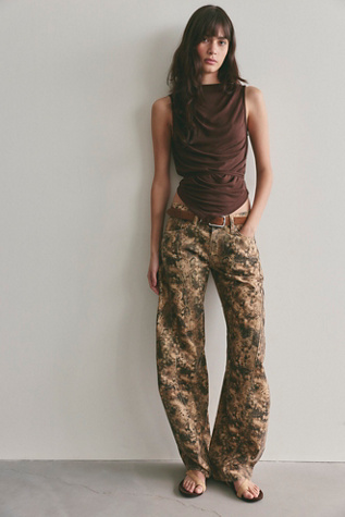 We The Free Fable Printed Low-Rise Twisted Bowed Jeans
