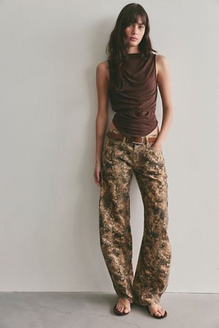 We The Free Fable Printed Low-Rise Twisted Bowed Jeans