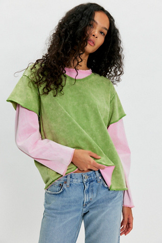 Found Double Layer Long-Sleeve Tee at Free People in Green, Size: M