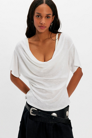 We The Free Waterfall Cowl-Neck Top at Free People in White, Size: L