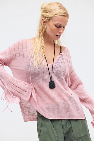 Harlow Fine Gauge Linen Jumper at Free People in Mauve Zephyr, Size: XS