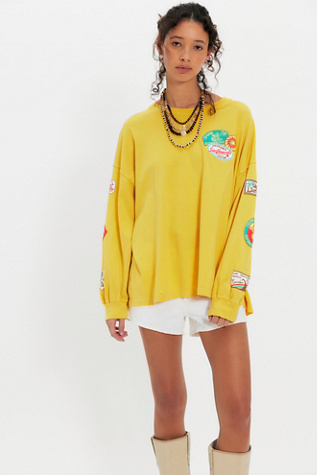Daydreamer Surf Patched Long Sleeve Tee at Free People in Yellow