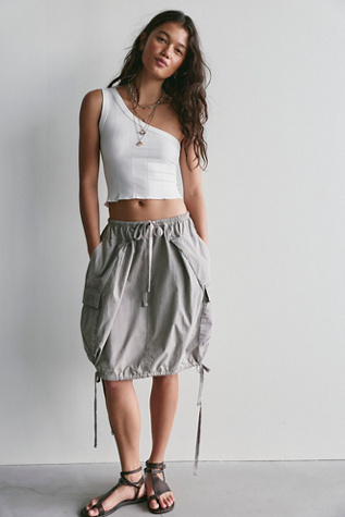 We The Free Arlo Cargo Midi Skirt at Free People in Rain Cloud, Size: Small