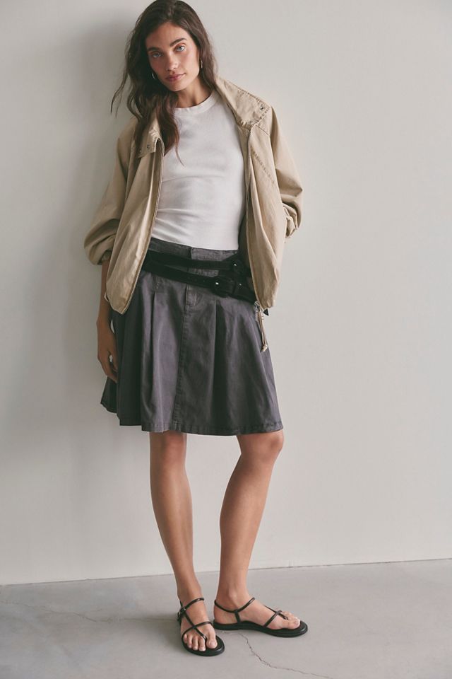 Jupe midi plissée en chino #1