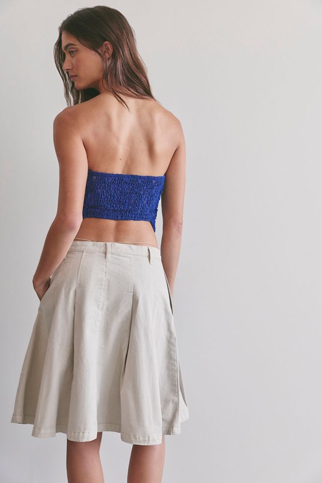 Jupe midi plissée en chino #1
