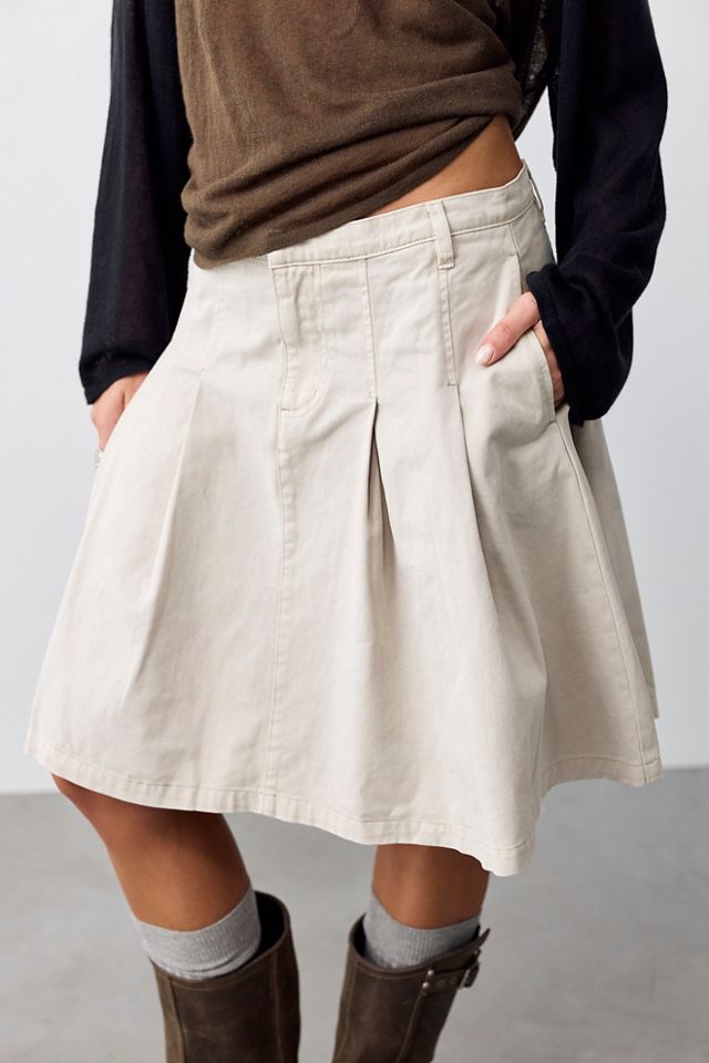 Chino Pleated Midi Skirt #2
