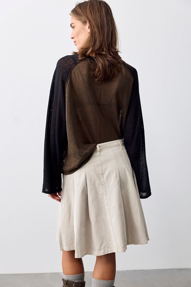 Chino Pleated Midi Skirt #4