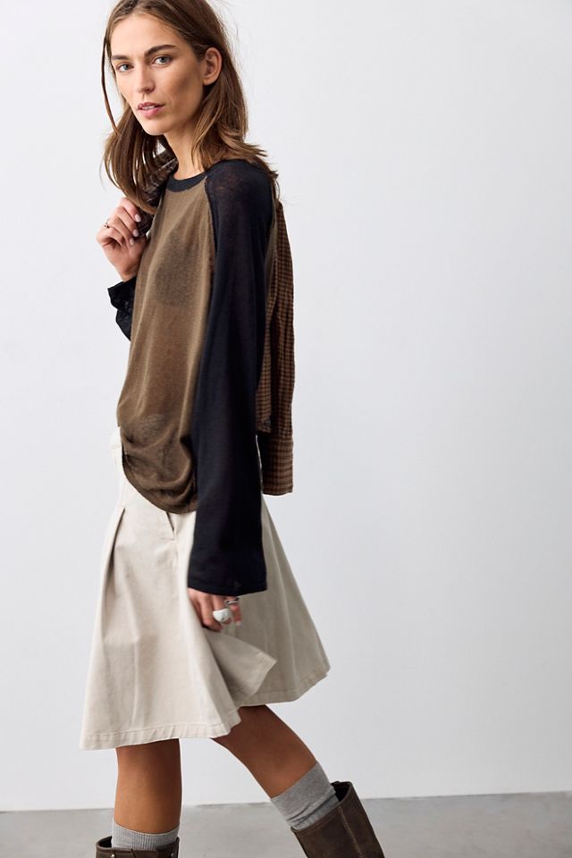 Chino Pleated Midi Skirt #3