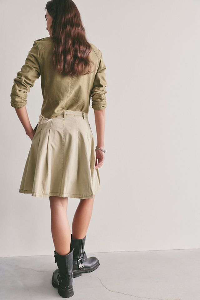 Chino Pleated Midi Skirt #1