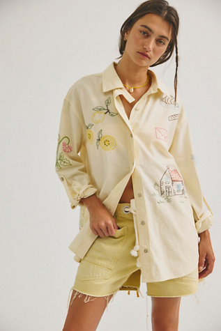 We The Free Spring Villa Button Down Collared Top at Free People in White, Size: XS