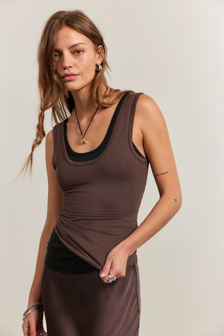 We The Free Yumi Tank Top at Free People in Mochaccino, Size: Medium