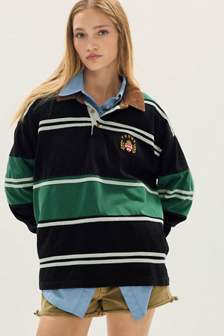 Found Crest Field Rugby Jersey at Free People in Black, Size: L