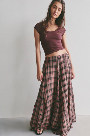Ives Maxi Skirt at Free People in Chocolate Combo, Size: Medium