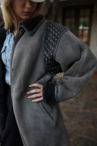 Vintage Oversized Textural Grey Coat by Lauren Owen of Texas