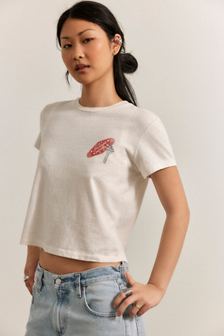RE/DONE Starlight Motel Boxy Tee at Free People in White, Size: S