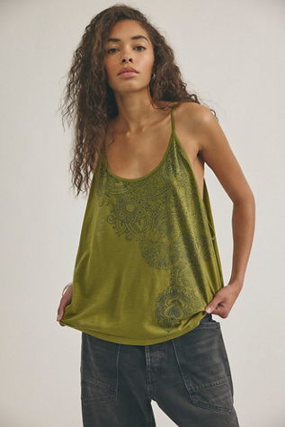 Heirloom Tank Top at Free People in Olive Combo, Size: Medium