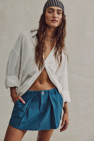 Riverfront Surplus Mini Skirt by Free People in Blue, Size: US 8