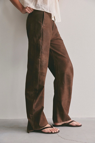 We The Free Spotlight Vegan Suede Trousers at Free People in Brown, Size: US 10