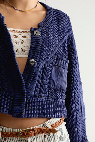 We The Free Sasha Cardi at Free People in Navy, Size: XS