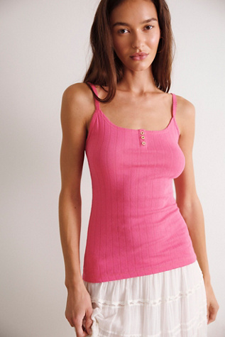 End Game Pointelle Henley Cami by Intimately at Free People in Camellia, Size: XS