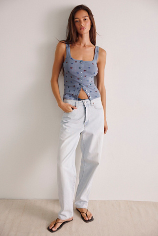 End Game Pointelle Printed Tank Top by Intimately at Free People in Blue, Size: M