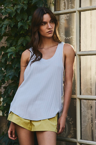 End Game Pointelle Lounge Tank Top by Intimately at Free People in Blue, Size: S