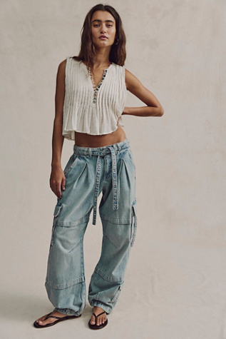We The Free Reef Curved Cargo Jeans at Free People in Light Wash, Size: M
