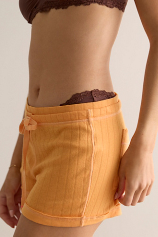 End Game Pointelle Micro Shorts by Intimately at Free People in Citrus Glow, Size: Medium