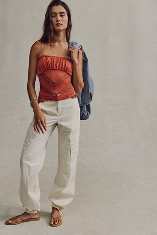 Lennox Low-Rise Cargo Pants by Free People in White, Size: US 8