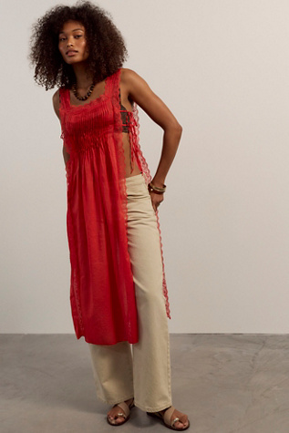 Loren Apron Maxi Top by Free People in Red, Size: M