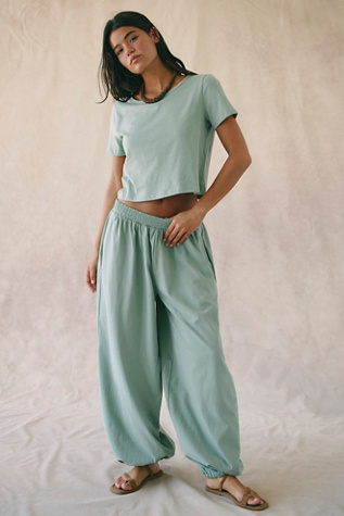 Stella Cotton-Jersey Pant Co-Ord by free-est at Free People in Summer Lily Pads, Size: Medium