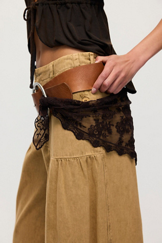 Forever Lace Triangle Scarf by Free People in Brown