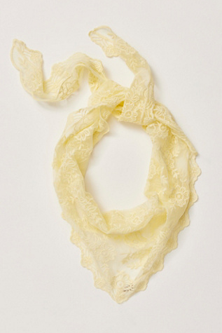 Forever Lace Triangle Scarf at Free People in Banana Cream