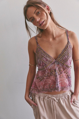 Highway Printed Tank Top by Free People in Pink, Size: L